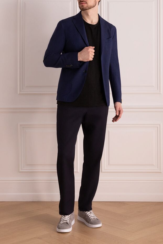 Lubiam blue textured fabric jacket with patch pockets and two buttons 140627 - photo 2