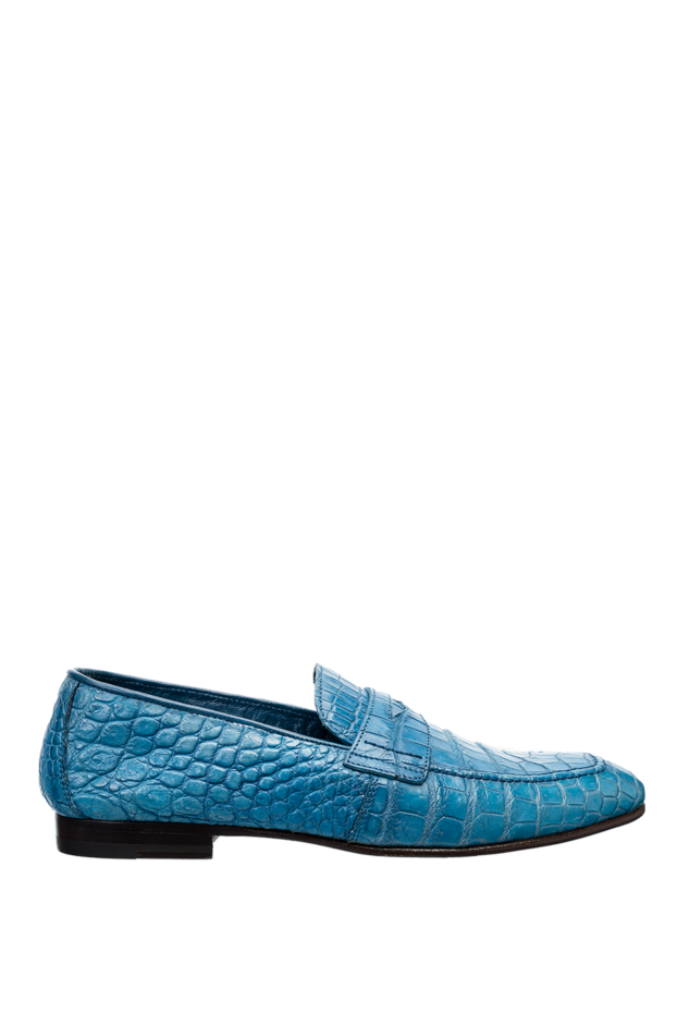 Cesare di Napoli мужские лоферы из кожи крокодила голубые мужские купить с ценами и фото 140657 - фото 1