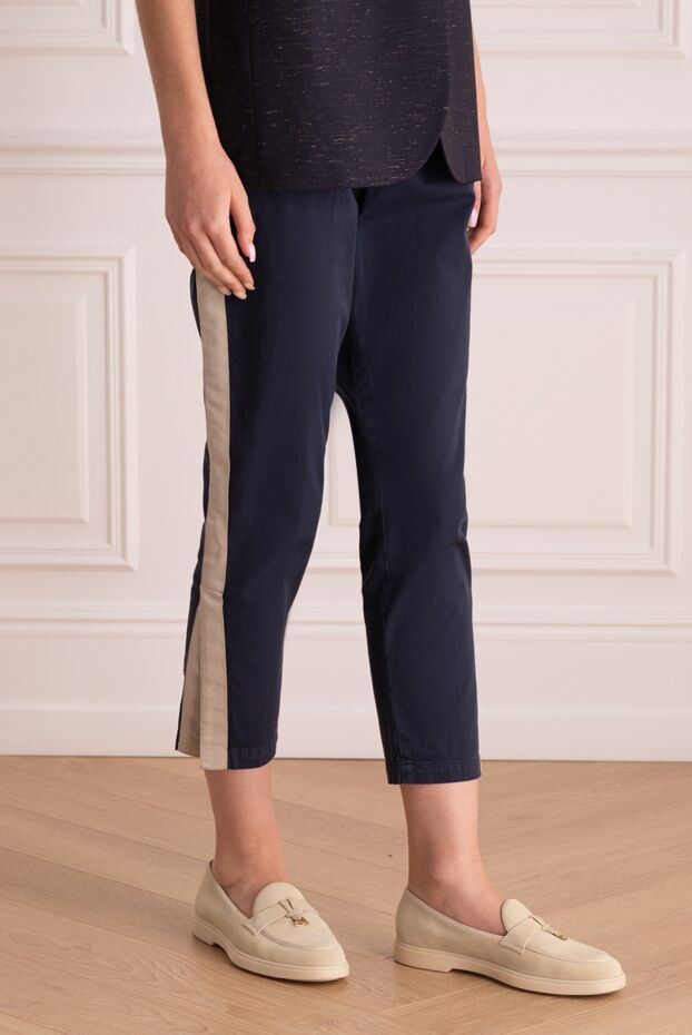 Barba Napoli cropped women's trousers blue with white stripes 140672 - photo 3