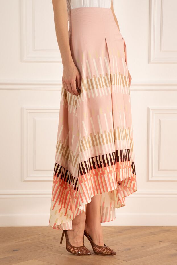 Barba Napoli cotton midi skirt with pink geometric print and dropped hem 140679 - photo 3