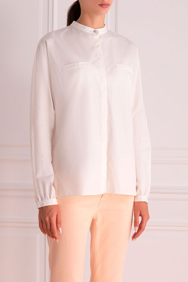 Barba Napoli women's cotton shirt with pockets white 140681 - photo 3