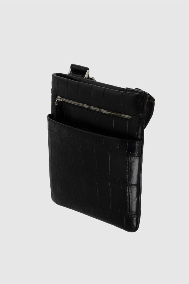 Tardini mens black textured alligator leather crossbody bag 140694 - photo 3
