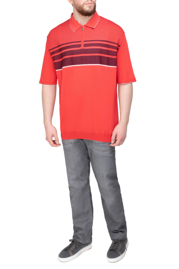 Matt Chaz men's coral red knit polo shirt with gradient pattern (markdown) 196538 - photo 2