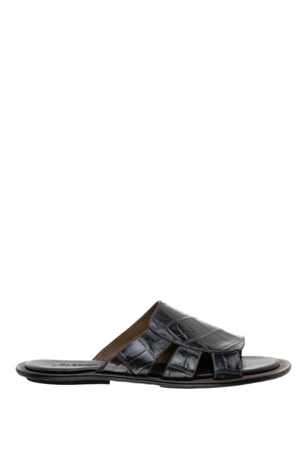 Tardini black alligator leather sandals with a decorative strap for men 140947 - photo 1