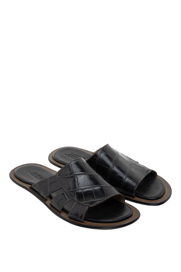 Tardini black alligator leather sandals with a decorative strap for men 140947 - photo 3