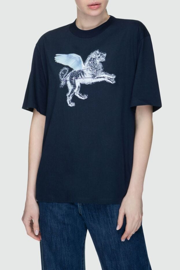 Golden Goose women's dark blue t-shirt with a winged lion and crystals 141038 - photo 3