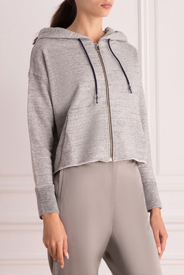 Golden Goose women's hoodie with zipper, pockets and hood, gray 141041 - photo 3