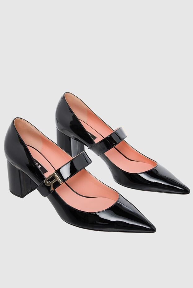 Rochas women's black leather shoes with a logo buckle 141076 - photo 3