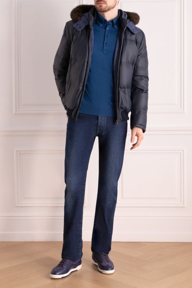 Enrico Mandelli man leather and cashmere jacket blue for men buy with prices and photos 141130 - photo 2