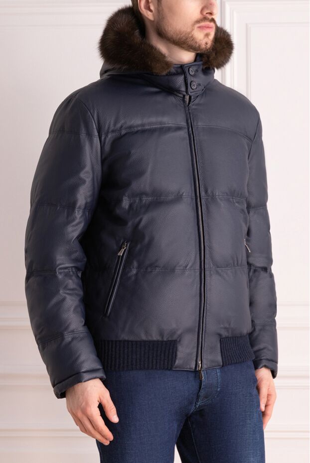 Enrico Mandelli men's winter jacket made of genuine leather with cashmere and soft fur 141130 - photo 3