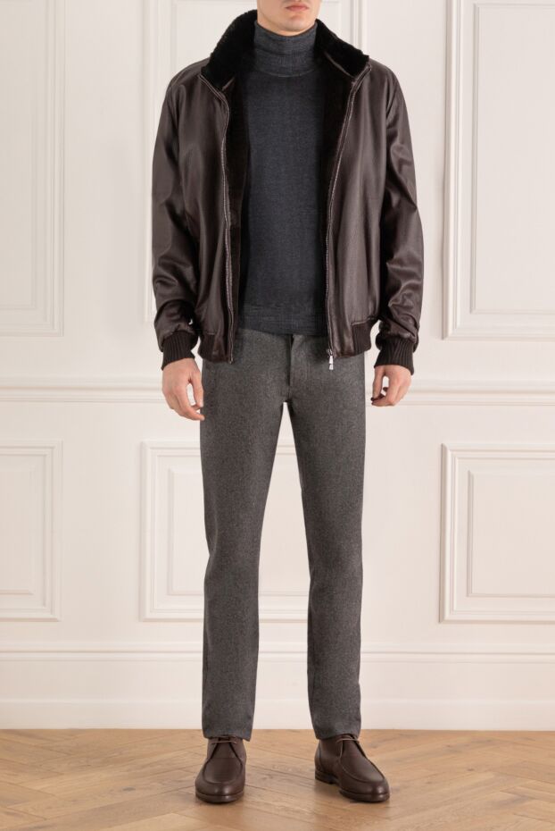 Enrico Mandelli jacket with fur and leather brown men's jacket 141133 - photo 3