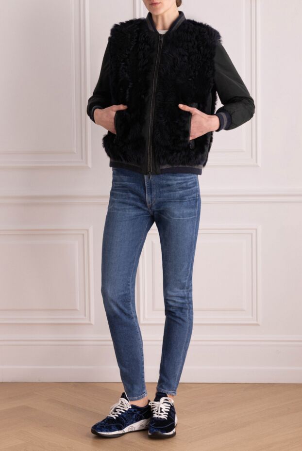 Jacket made of natural fur black for women - photo 2
