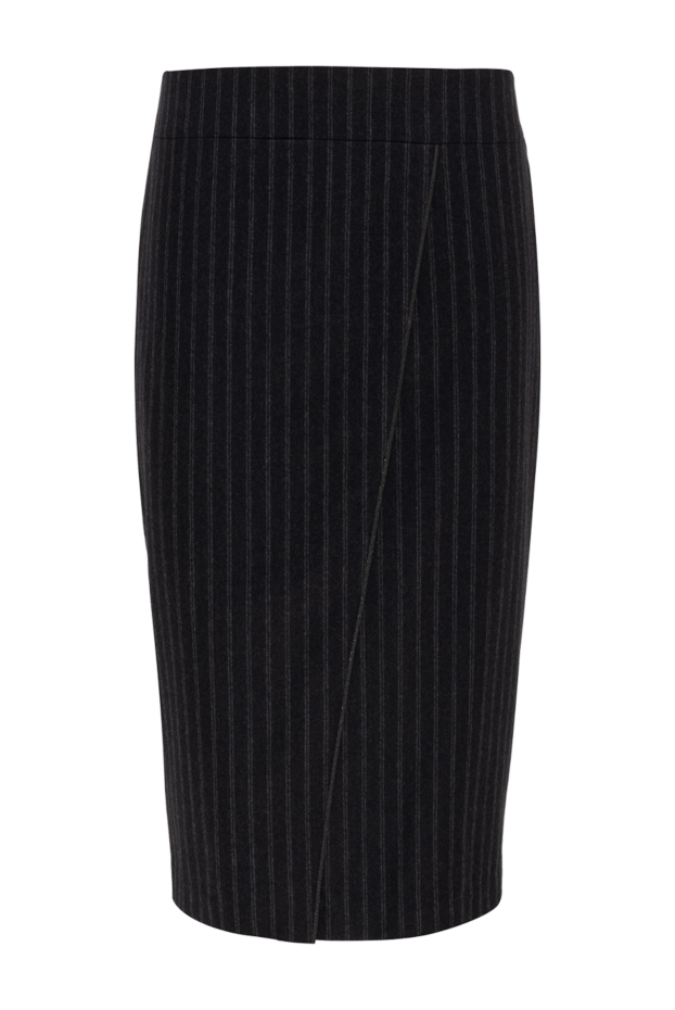 Brunello Cucinelli gray wool diagonal striped pencil skirt 141280 - photo 1