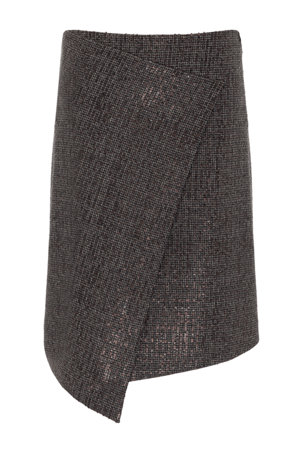 Gray wool tweed mini skirt with diagonal cut - photo 1