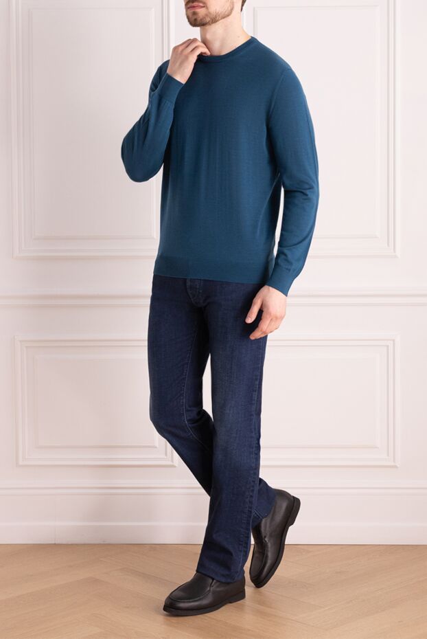 Cesare di Napoli man wool jumper blue for men buy with prices and photos 141350 - photo 2