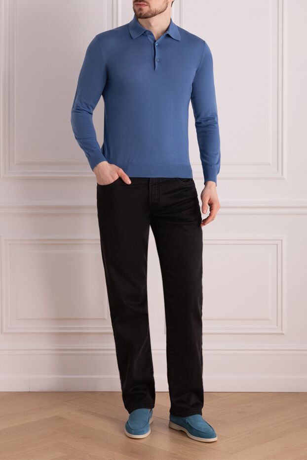 Cesare di Napoli man wool long sleeve polo blue for men buy with prices and photos 141378 - photo 2