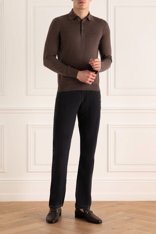 Cesare di Napoli man wool long sleeve polo brown for men buy with prices and photos 141381 - photo 2
