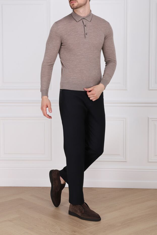 Cesare di Napoli man wool long sleeve polo beige for men buy with prices and photos 141383 - photo 2