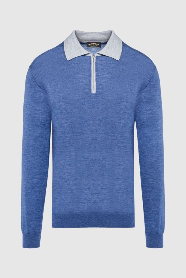 Cesare di Napoli man silk and cashmere long sleeve polo blue for men buy with prices and photos 141400 - photo 1