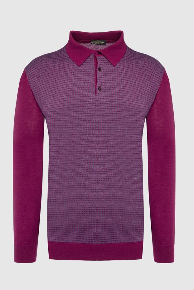 Cesare di Napoli man wool, silk and cashmere long sleeve polo burgundy for men buy with prices and photos 141406 - photo 1