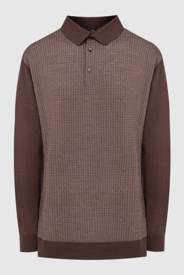 Cesare di Napoli man wool, silk and cashmere long sleeve polo brown for men buy with prices and photos 141407 - photo 1