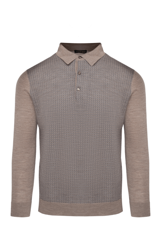 Cesare di Napoli man long sleeve polo in wool, silk and cashmere beige for men buy with prices and photos 141408 - photo 1