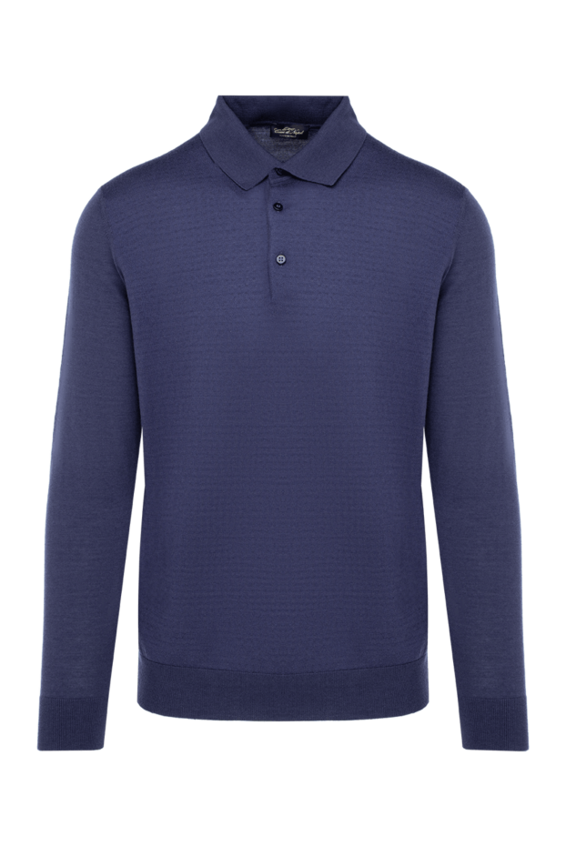 Cesare di Napoli man wool, silk and cashmere long sleeve polo blue for men buy with prices and photos 141410 - photo 1