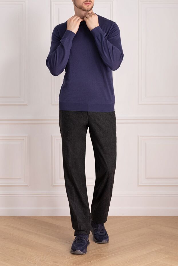 Cesare di Napoli man wool, cashmere and silk jumper purple for men buy with prices and photos 141411 - photo 2