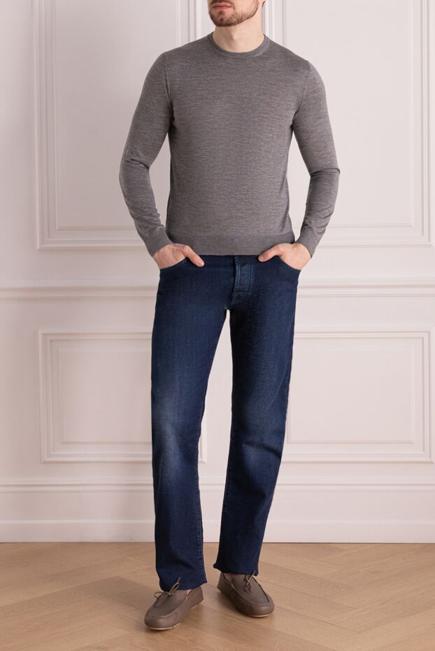 Cesare di Napoli man wool, cashmere and silk jumper gray for men buy with prices and photos 141416 - photo 2