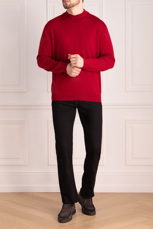 Cesare di Napoli man red wool turtleneck jumper for men buy with prices and photos 141430 - photo 2