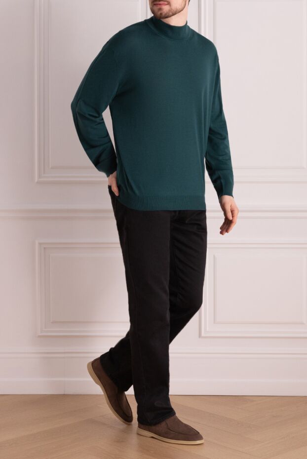 Cesare di Napoli man green wool turtleneck jumper for men buy with prices and photos 141433 - photo 2