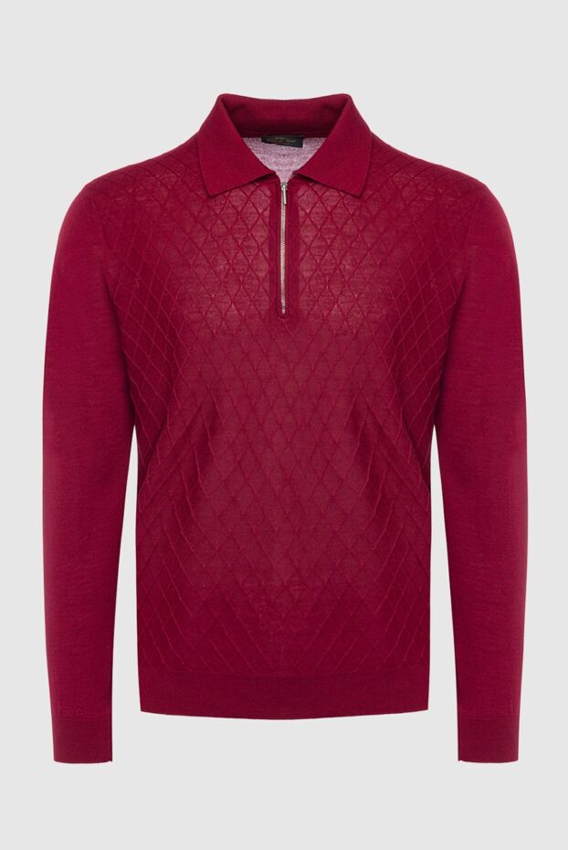 Cesare di Napoli man wool, silk and cashmere long sleeve polo burgundy for men buy with prices and photos 141444 - photo 1