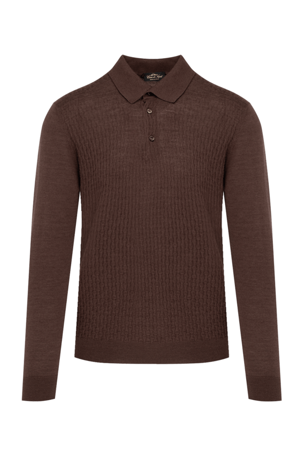 Cesare di Napoli man wool, silk and cashmere long sleeve polo brown for men buy with prices and photos 141448 - photo 1