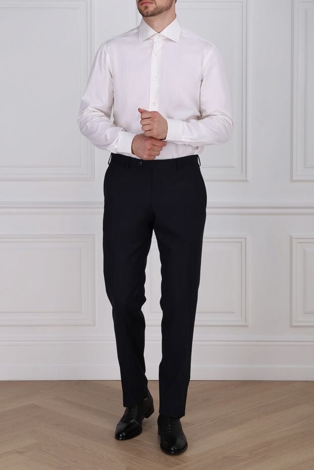 Barba Napoli men's white plain shirt with wide cuffs 141528 - photo 2