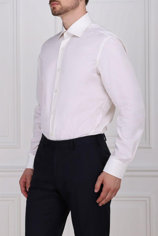Barba Napoli men's white plain shirt with wide cuffs 141528 - photo 3
