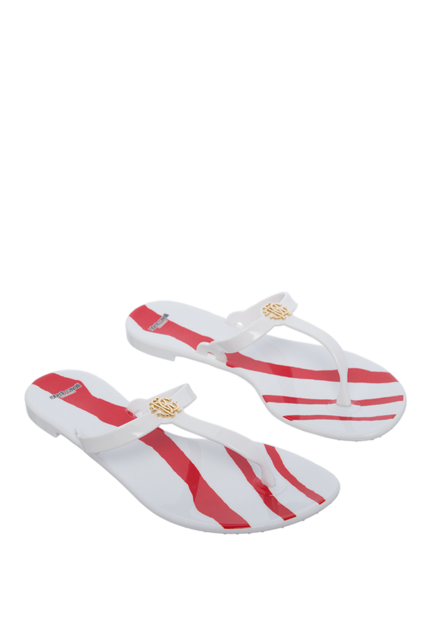 Roberto Cavalli women's flip-flops with a logo, white with red 141687 - photo 3