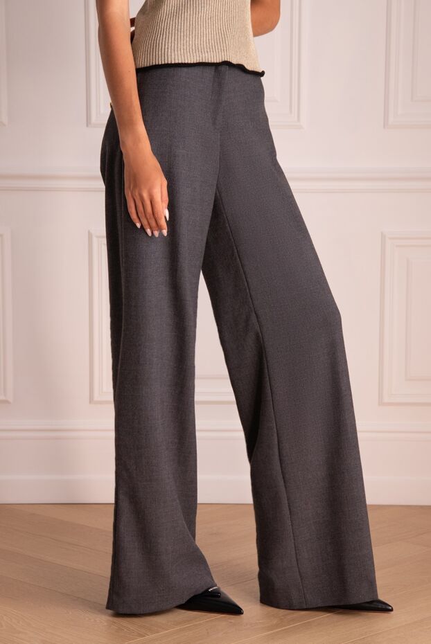 Edward Achour Paris women's wool pants with gold buttons gray 141820 - photo 3