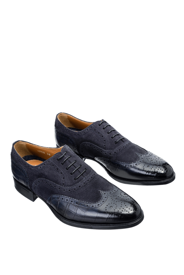 Doucal`s blue textured leather brogue oxford shoes for men 141864 - photo 3