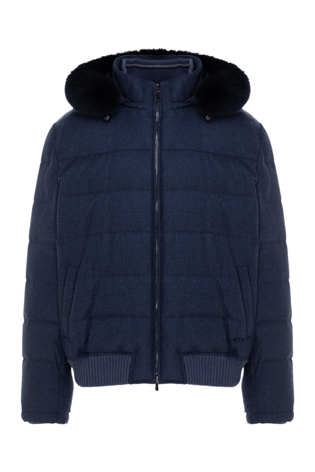 Enrico Mandelli men's blue down jacket with elasticated waistband made of wool fabric with added cashmere 141880 - photo 1