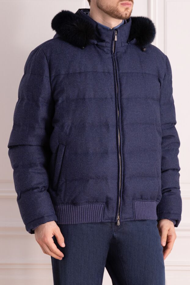Enrico Mandelli men's blue down jacket with elasticated waistband made of wool fabric with added cashmere 141880 - photo 3