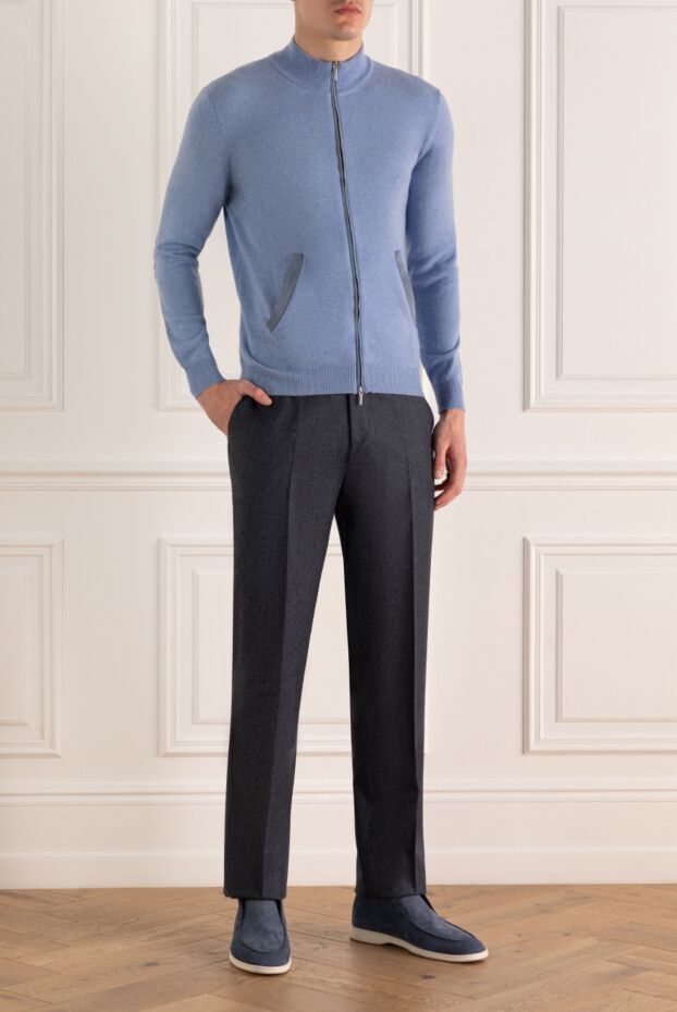 Cesare di Napoli man men's cardigan made of wool and cashmere blue buy with prices and photos 141947 - photo 2