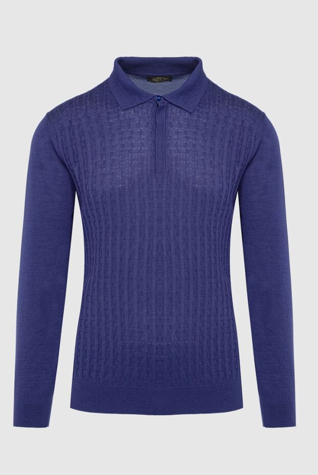 Cesare di Napoli man wool, silk and cashmere long sleeve polo blue for men buy with prices and photos 141971 - photo 1