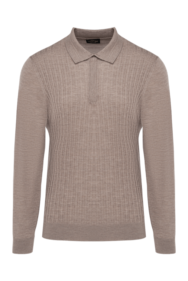 Cesare di Napoli man long sleeve polo in silk, cashmere and wool beige for men buy with prices and photos 141973 - photo 1