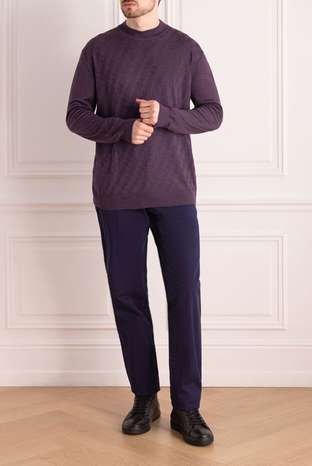 Cesare di Napoli man turtleneck jumper in wool and cashmere purple for men buy with prices and photos 141992 - photo 2