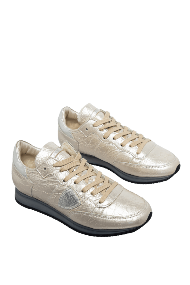 Philippe Model women's sneakers made of textured leather with a logo in beige 142036 - photo 3