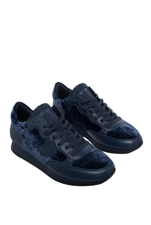 Philippe Model women's sneakers with velour inserts and a logo in blue 142038 - photo 3