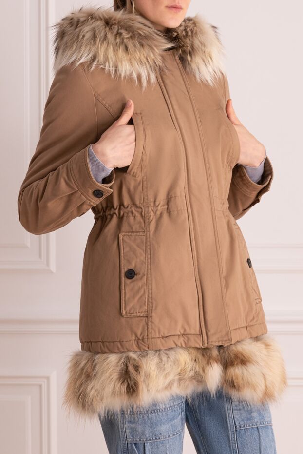 Alessandra Chamonix beige cotton and natural fur parka for women 142052 - photo 3