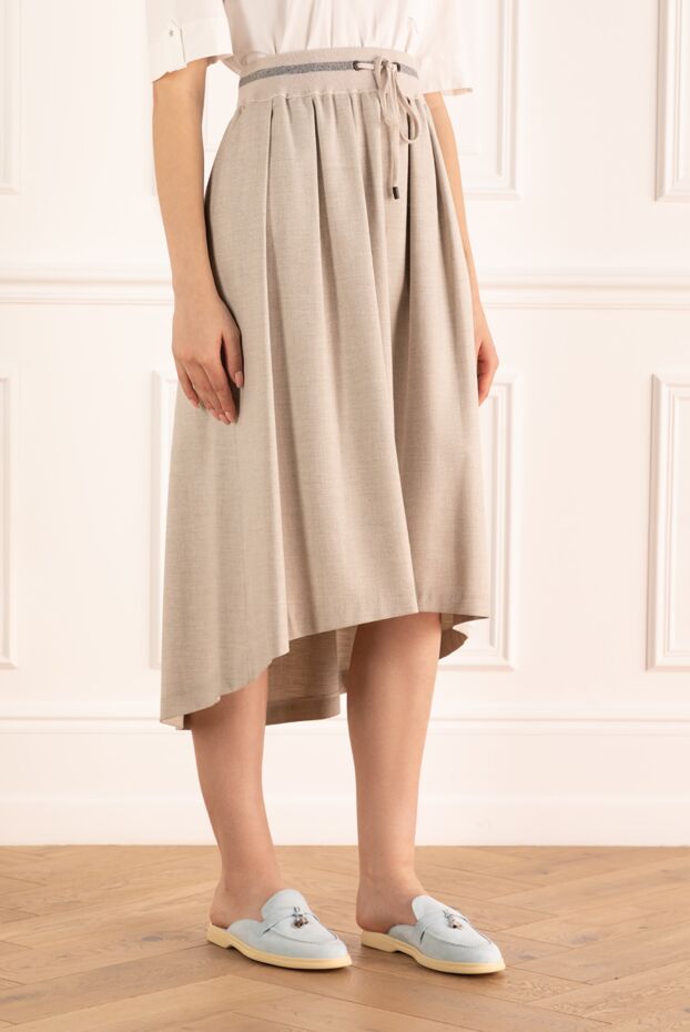 Peserico beige blended fabric skirt with sporty belt 142124 - photo 3
