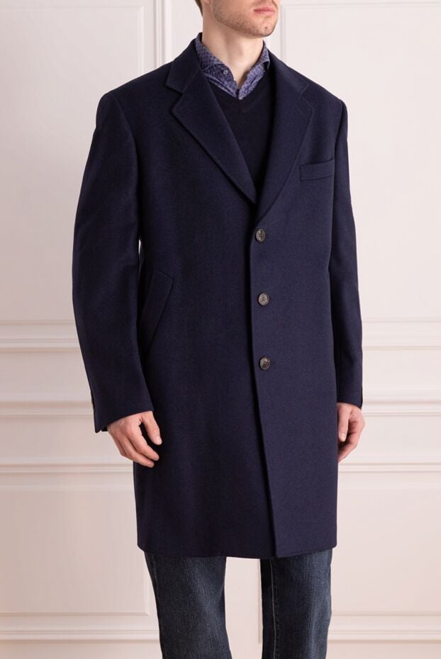 Tombolini blue wool, nylon and cashmere coat for men 142142 - photo 3