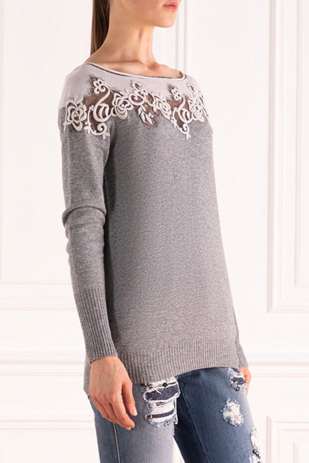 D.Exterior gray womens jumper decorated with contrasting lace on the shoulders 142173 - photo 3
